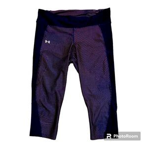 Under Armour women’s small navy/orange reflective Capri leggings headphone hole